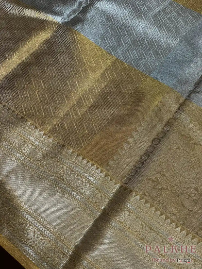 Gold and Silver Geometric in Pure Kanjivaram Tissue Silk