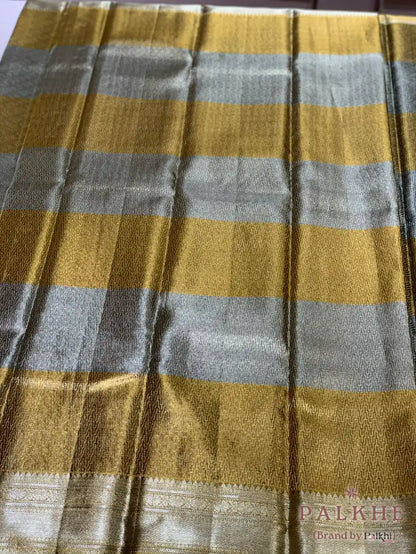 Gold and Silver Geometric in Pure Kanjivaram Tissue Silk