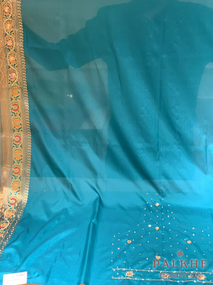 Blue Banarasi Floral Jaal in Georgette