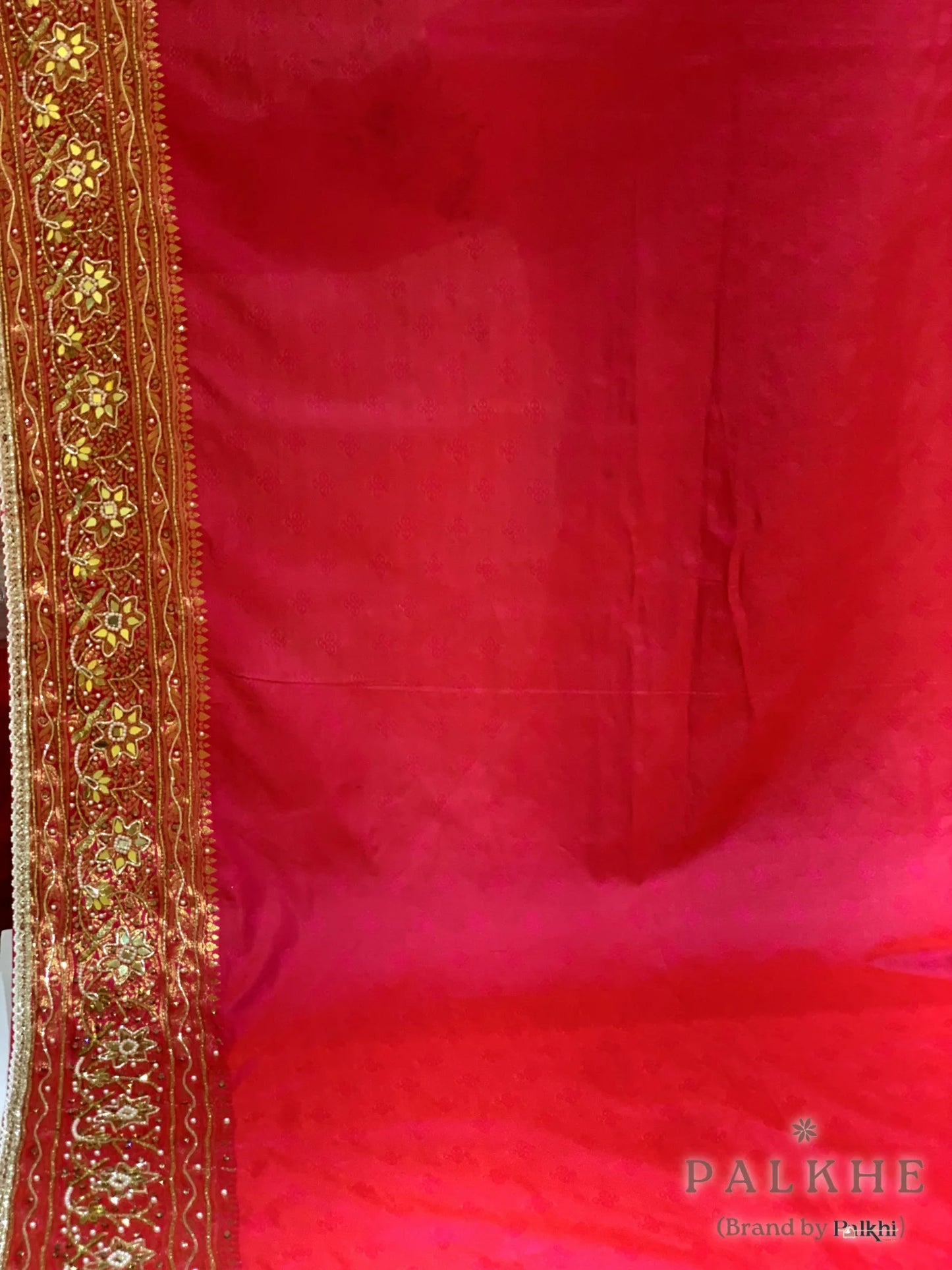 Yellow Semi Silk Kanjivaram x Hand Embroidery
