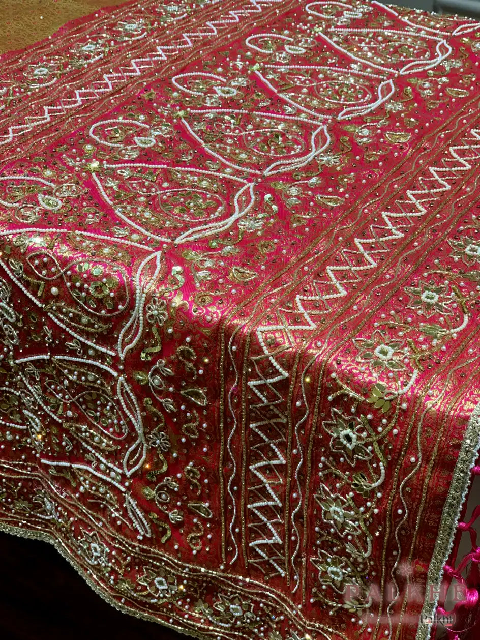 Yellow Semi Silk Kanjivaram x Hand Embroidery