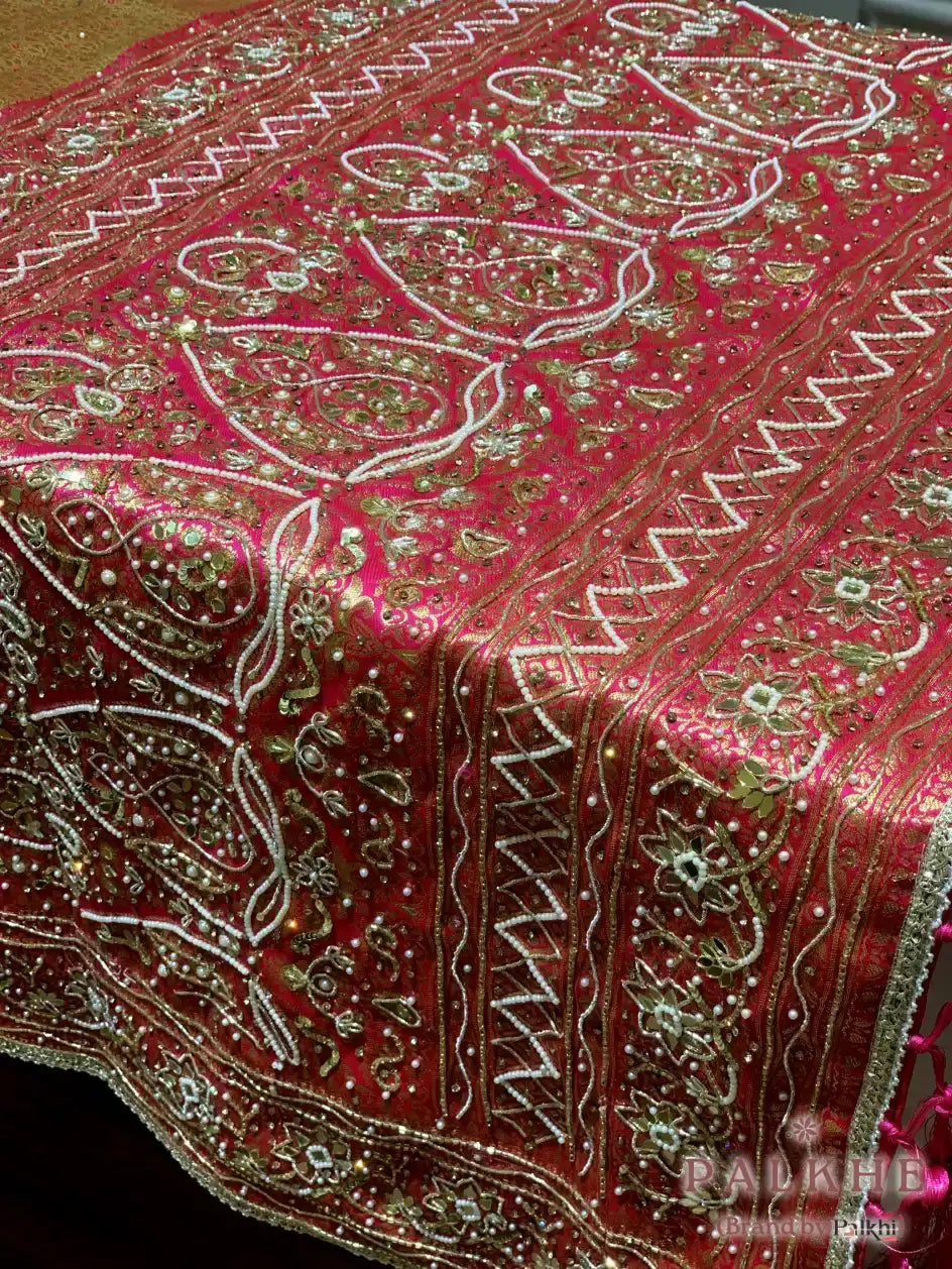 Mustard Yellow Pure Soft Silk Banarasi x Hand Embroidery