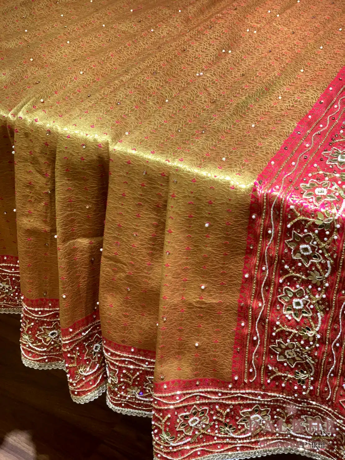 Yellow Semi Silk Kanjivaram x Hand Embroidery