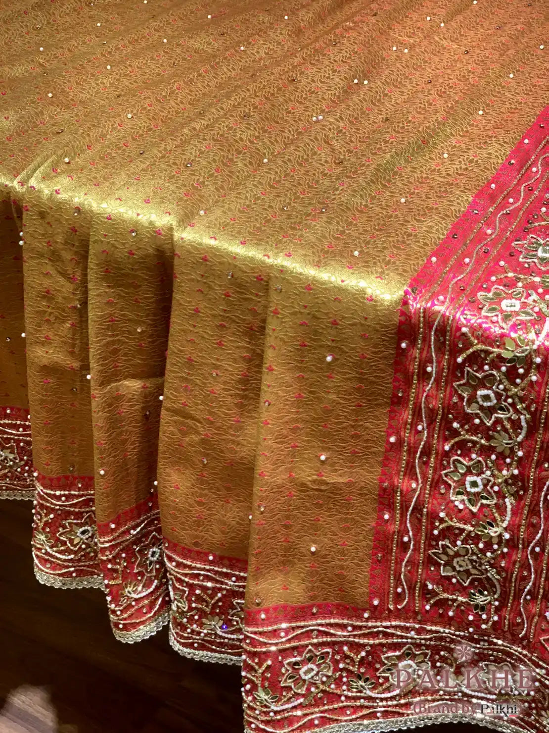 Mustard Yellow Pure Soft Silk Banarasi x Hand Embroidery