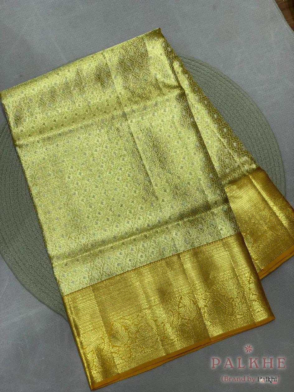 Gold Kanjivaram Brocade in Pure Tissue Silk