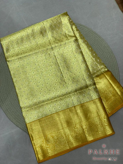 Gold Kanjivaram Brocade in Pure Tissue Silk
