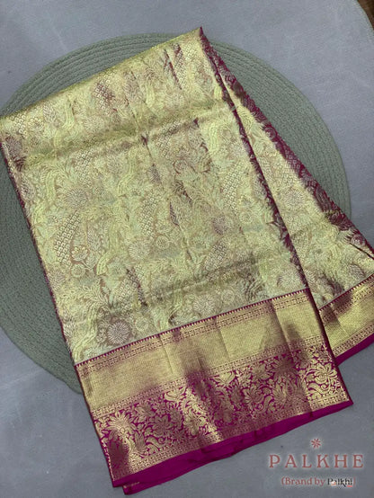 Pink Kanjivaram Floral Jaal in Pure Silk