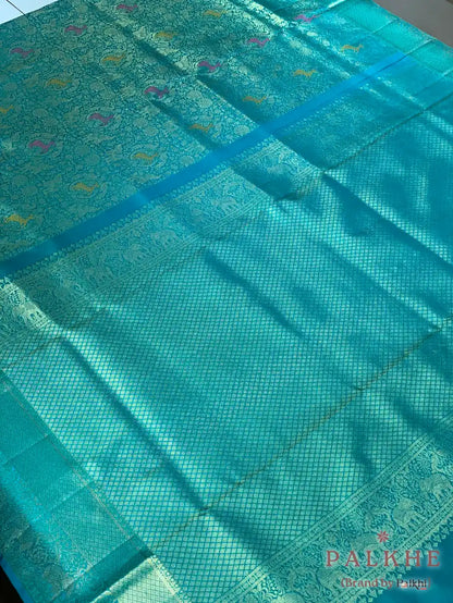 Aqua Blue Kanjivaram Shikara in Pure Kanjivaram Silk