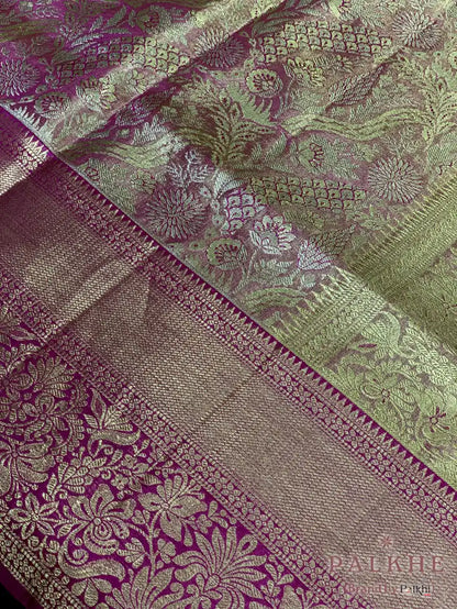 Pink Kanjivaram Floral Jaal in Pure Silk