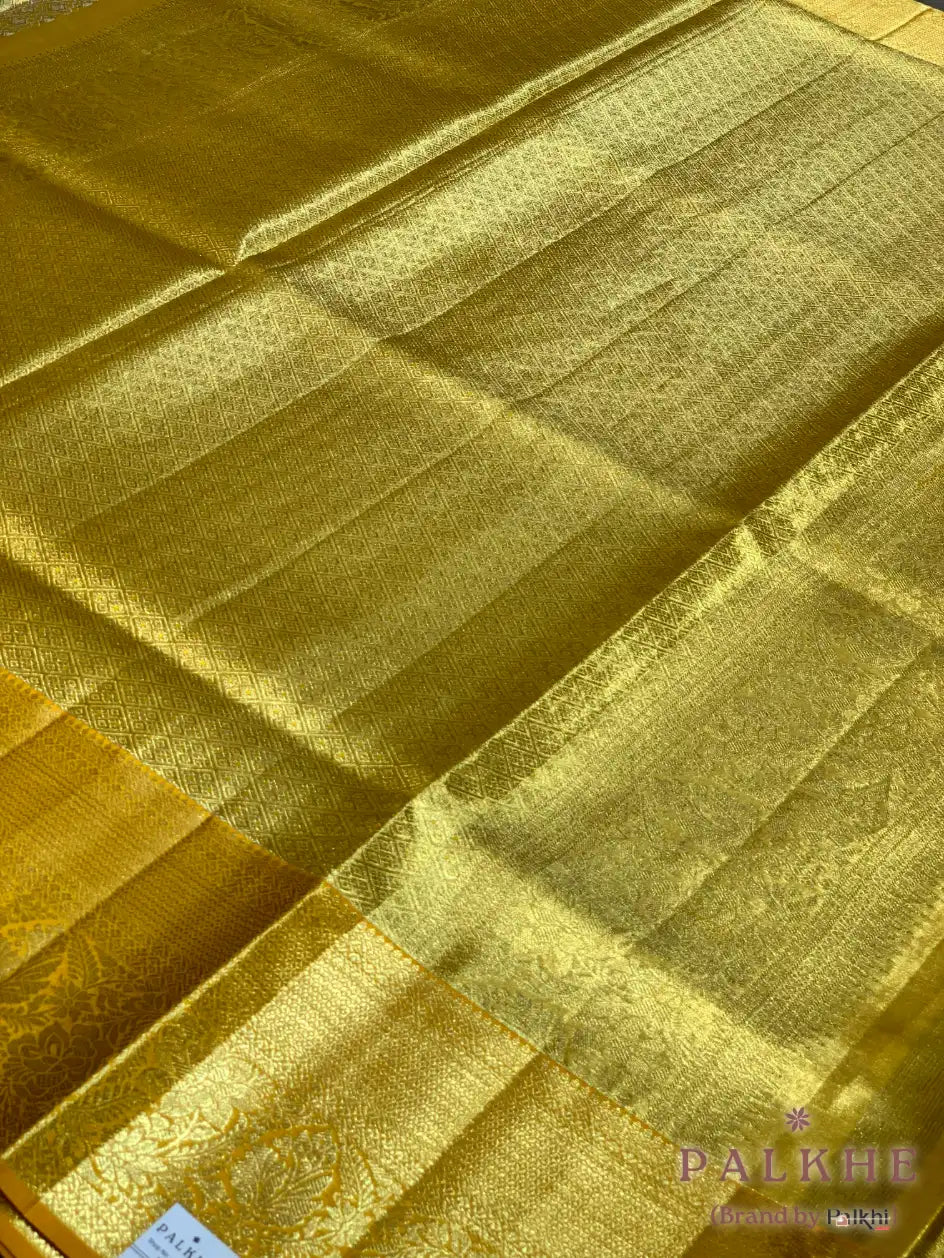 Gold Kanjivaram Brocade in Pure Tissue Silk