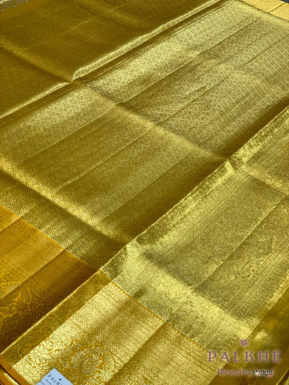 Gold Kanjivaram Brocade in Pure Tissue Silk