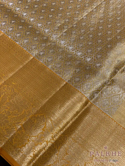 Gold Kanjivaram Brocade in Pure Tissue Silk
