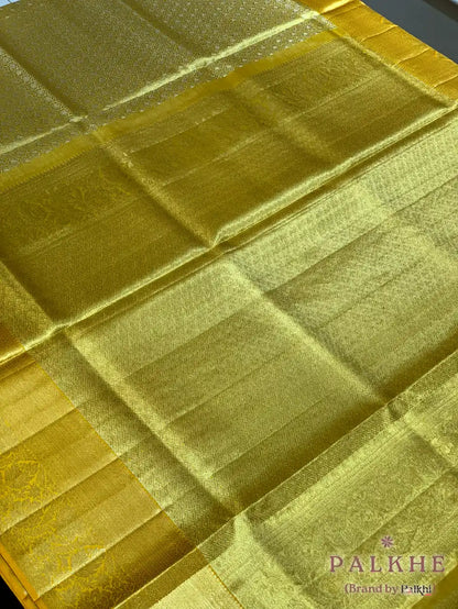 Gold Kanjivaram Brocade in Pure Tissue Silk