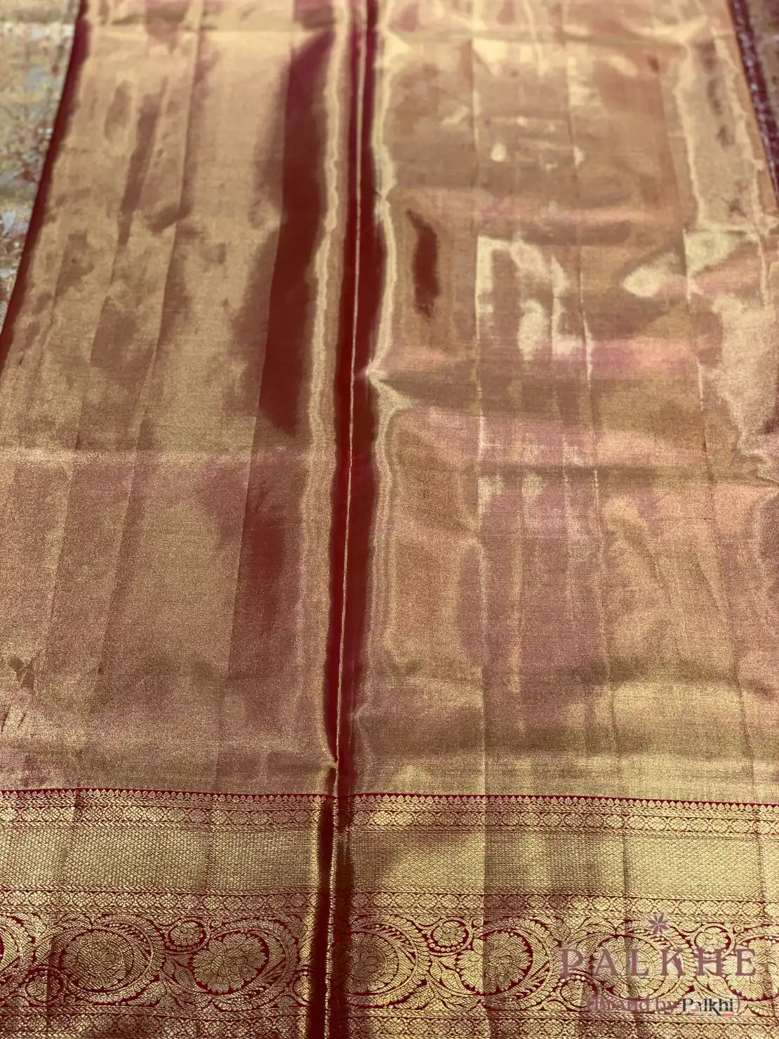 Rani Pink Kanjivaram Floral Jaal in Pure Tissue Silk