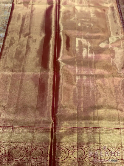 Rani Pink Kanjivaram Floral Jaal in Pure Tissue Silk