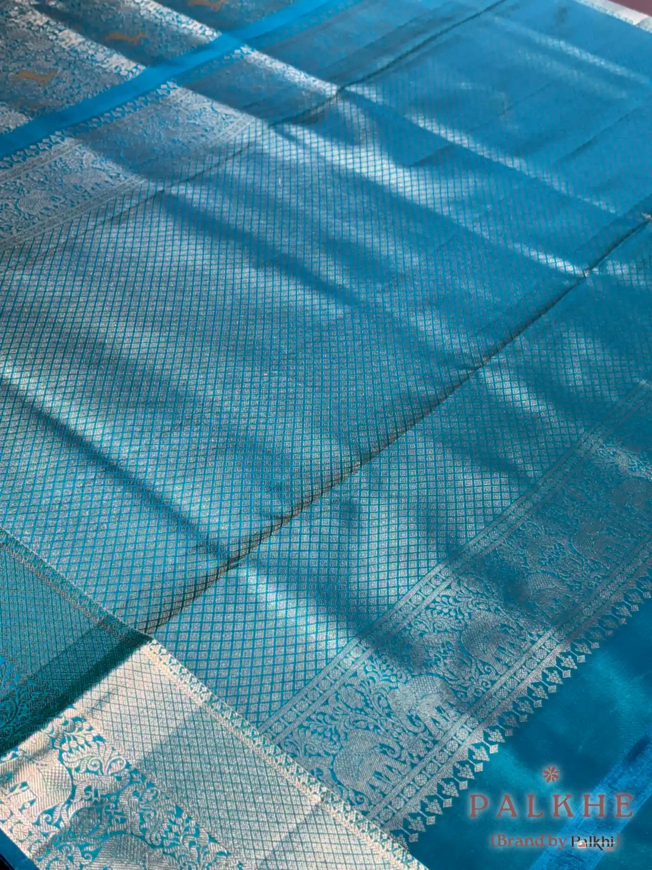 Aqua Blue Kanjivaram Shikara in Pure Kanjivaram Silk