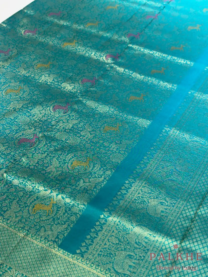 Aqua Blue Kanjivaram Shikara in Pure Kanjivaram Silk