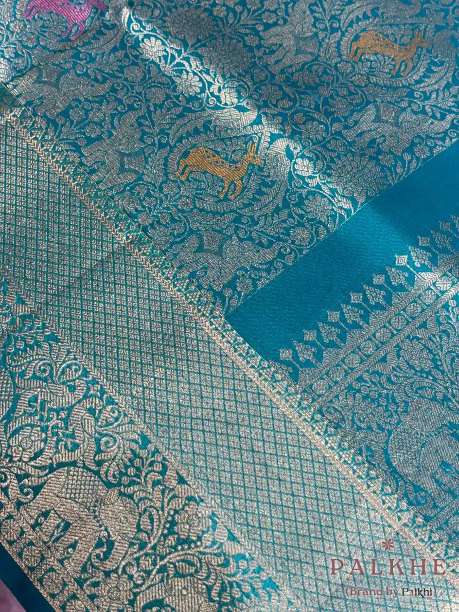 Aqua Blue Kanjivaram Shikara in Pure Kanjivaram Silk