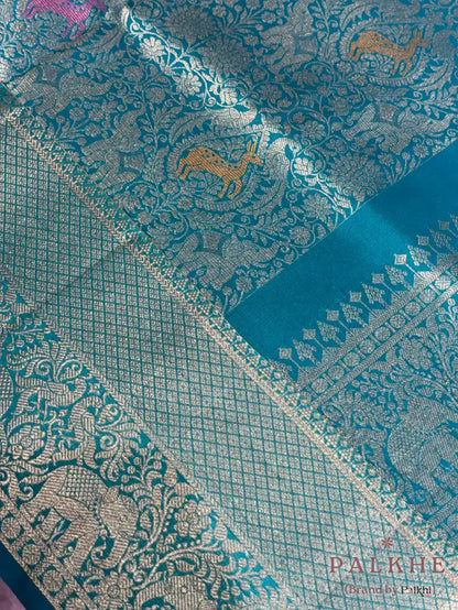 Aqua Blue Kanjivaram Shikara in Pure Kanjivaram Silk