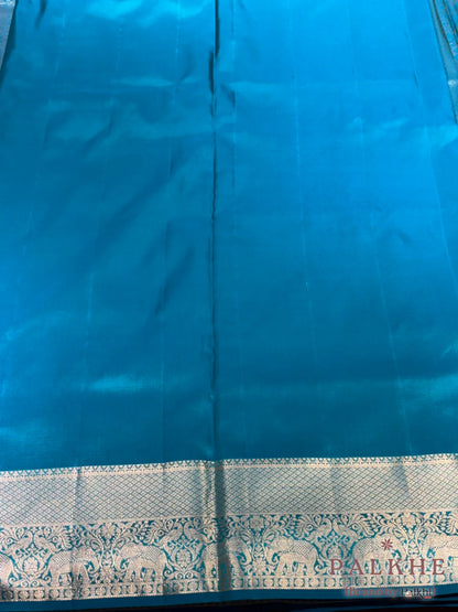 Aqua Blue Kanjivaram Shikara in Pure Kanjivaram Silk