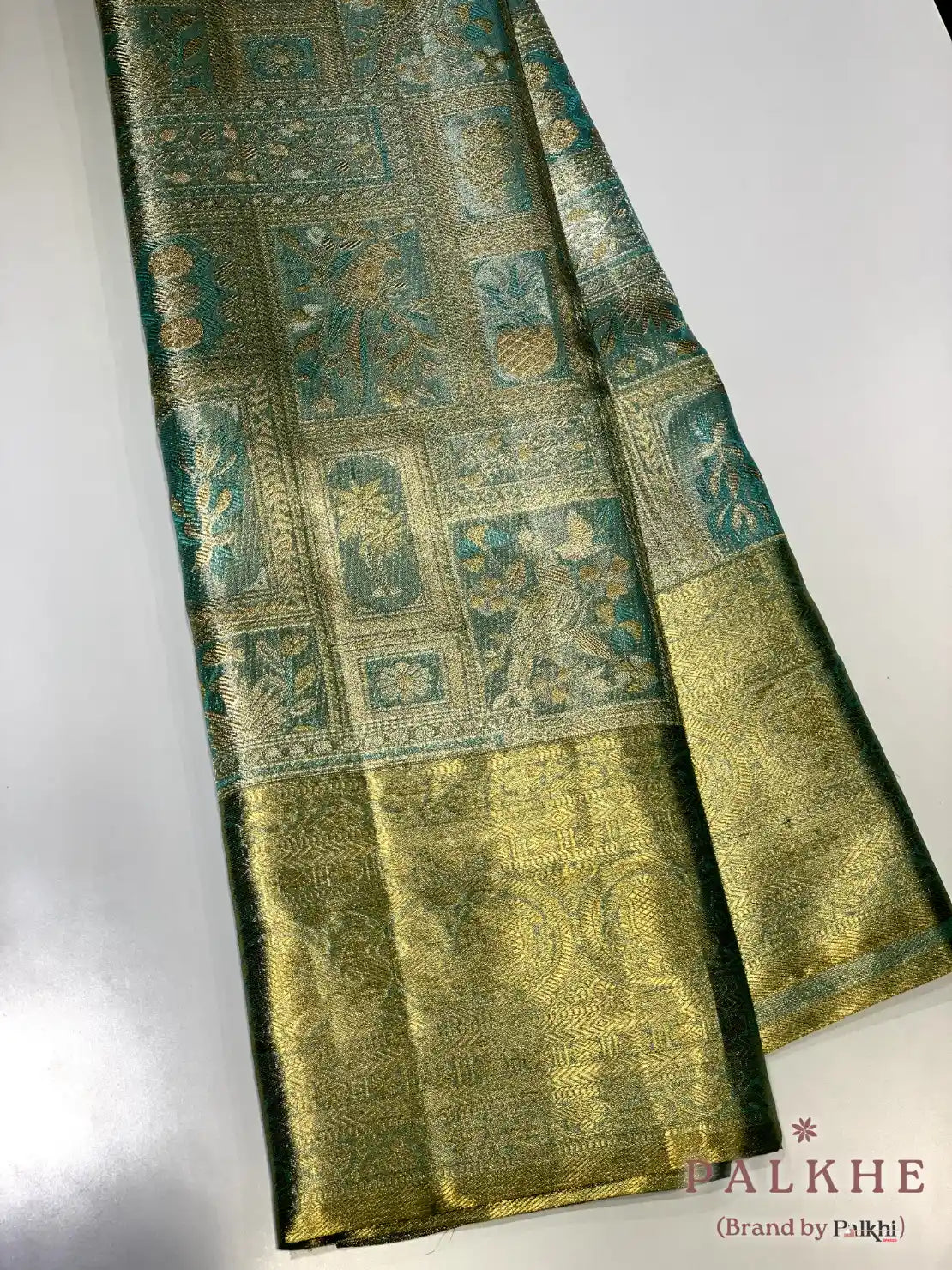 Aqua Blue Kanjivaram Brocade in Pure Silk