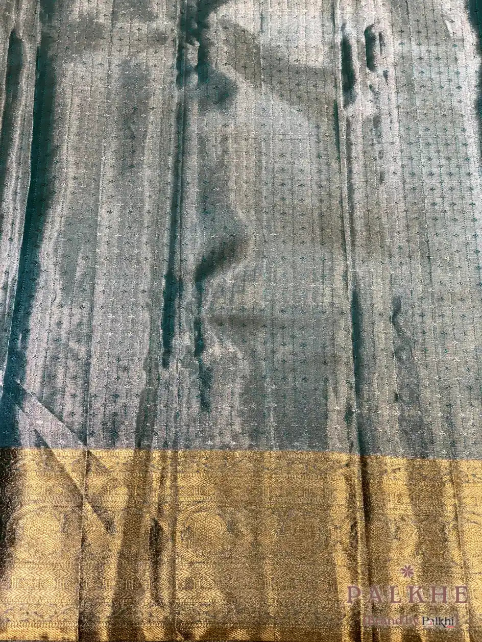 Aqua Blue Kanjivaram Brocade in Pure Silk