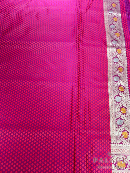 Purple Banarasi Floral Jaal in Pure  Silk