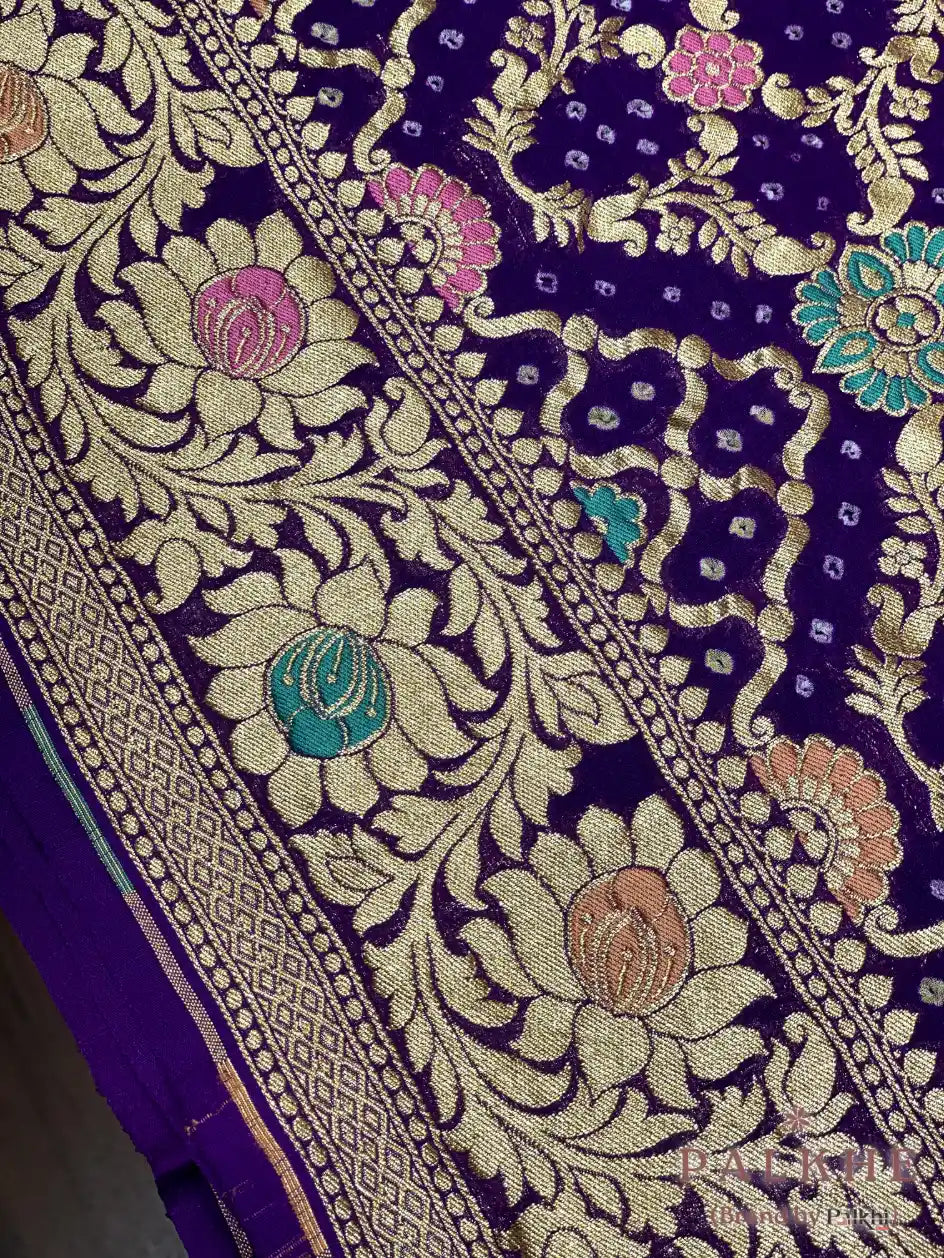Purple Rai Bandhej in Pure Georgette