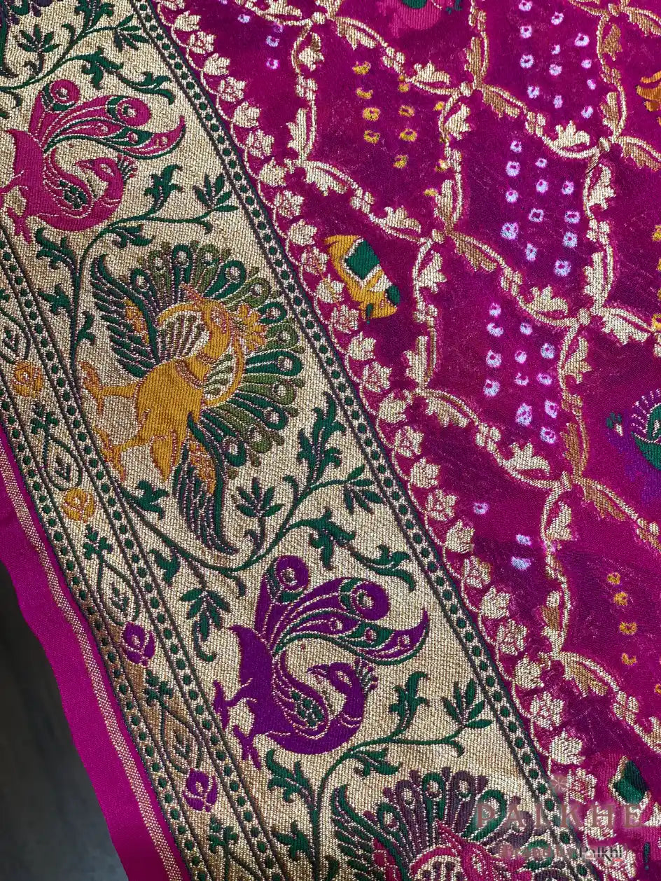 Rani Pink Rai Bandhej in Pure Georgette