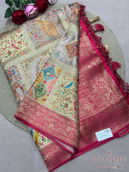 Off White Banarasi Rangkat in Silk