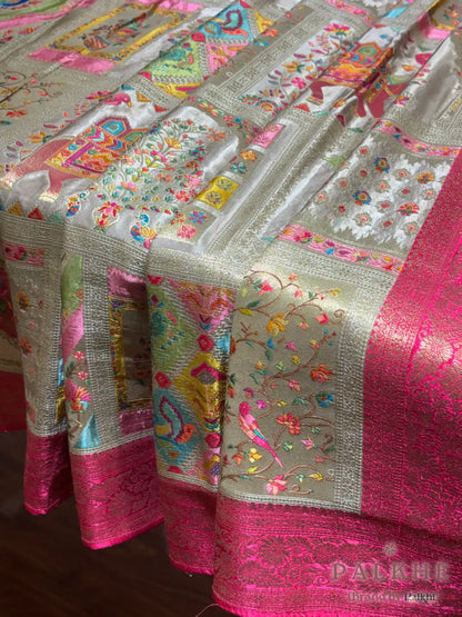 Off White Banarasi Rangkat in Silk
