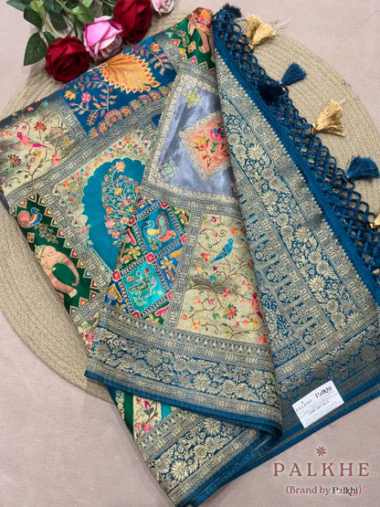 Blue Banarasi Rangkat in Silk