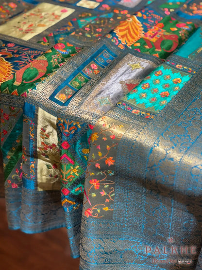 Blue Banarasi Rangkat in Silk
