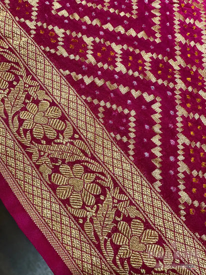 Baby Pink & Rani Pink Bandhej in Pure Georgette