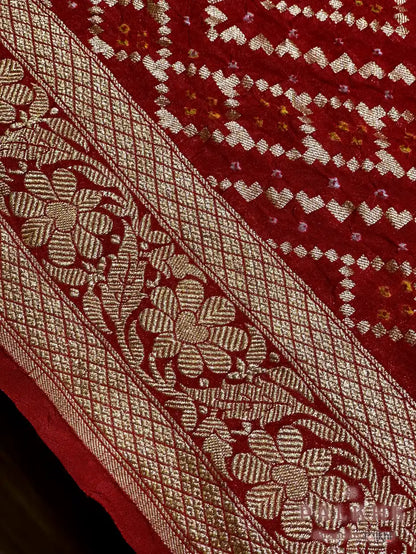 Orange Bandhej in Pure Georgette
