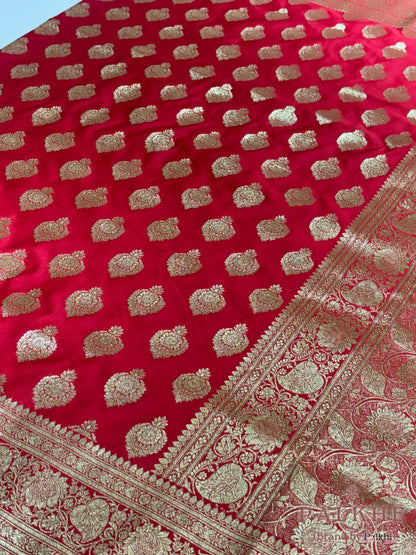 Red Banarasi Buttas in Pure Silk