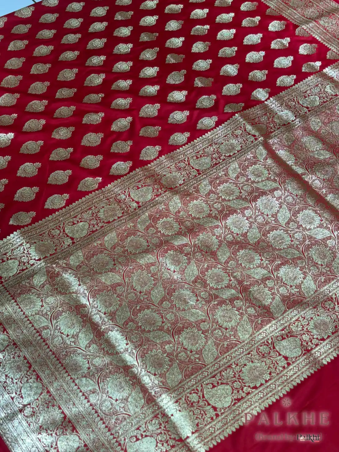 Red Banarasi Buttas in Pure Silk