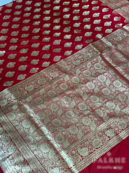 Red Banarasi Buttas in Pure Silk