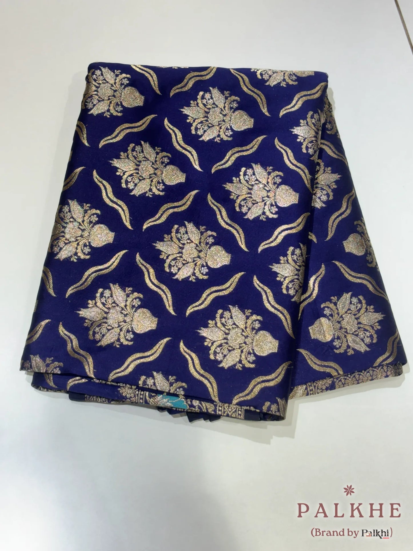 Navy Blue Banarasi Buttas in Pure Silk