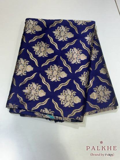 Navy Blue Banarasi Buttas in Pure Silk
