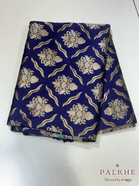 Navy Blue Banarasi Buttas in Pure Silk