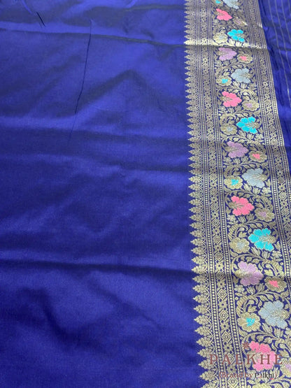 Navy Blue Banarasi Buttas in Pure Silk