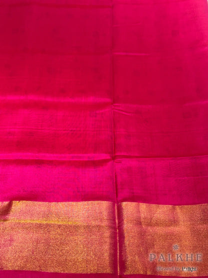 Mustard Yellow & Pink Patola in Tissue Silk