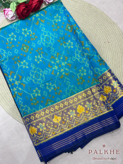 Turquoise Blue Patola in Pure Silk