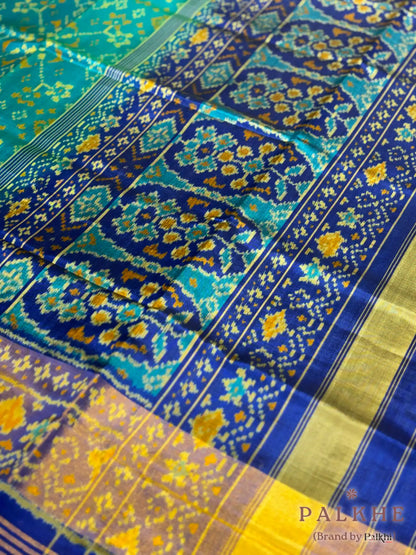 Turquoise Blue Patola in Pure Silk