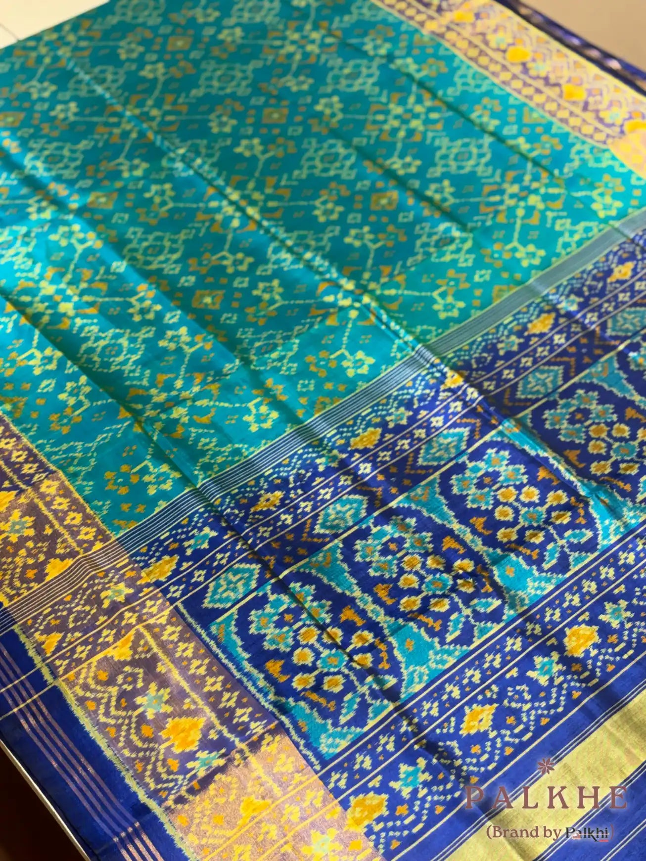 Turquoise Blue Patola in Pure Silk