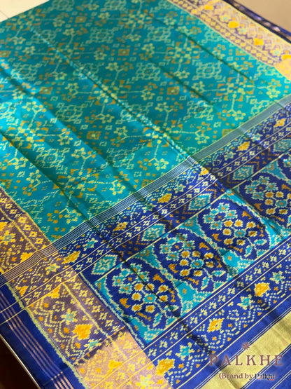 Turquoise Blue Patola in Pure Silk