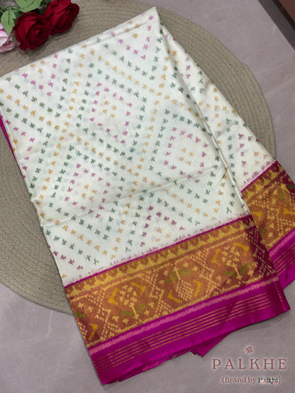 White Patola in Pure Silk