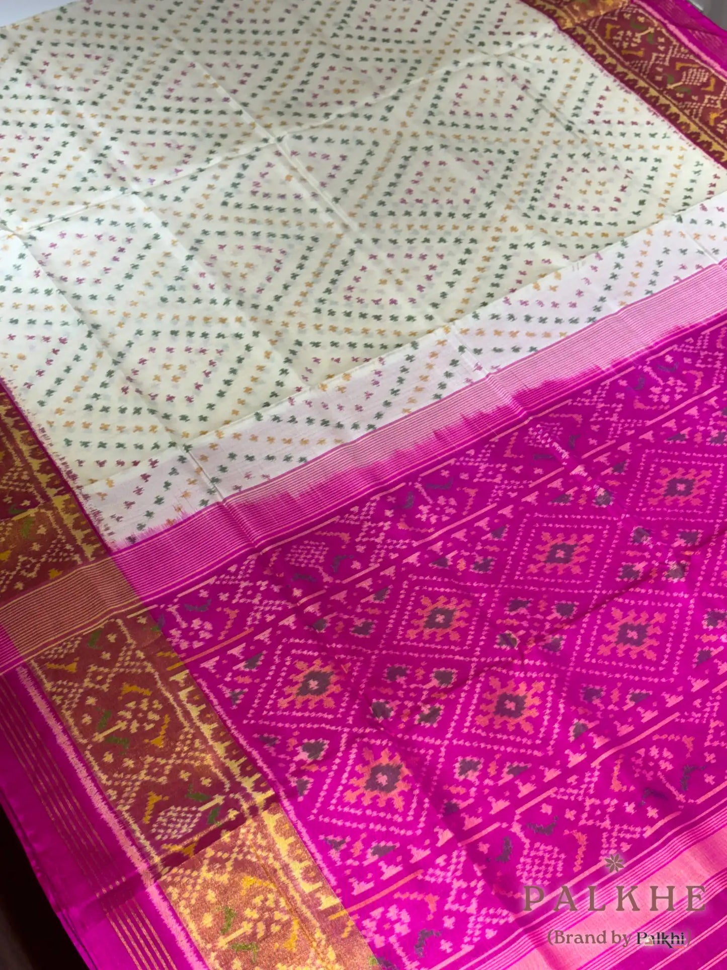 White Patola in Pure Silk