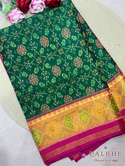 Green Patola in Pure Silk